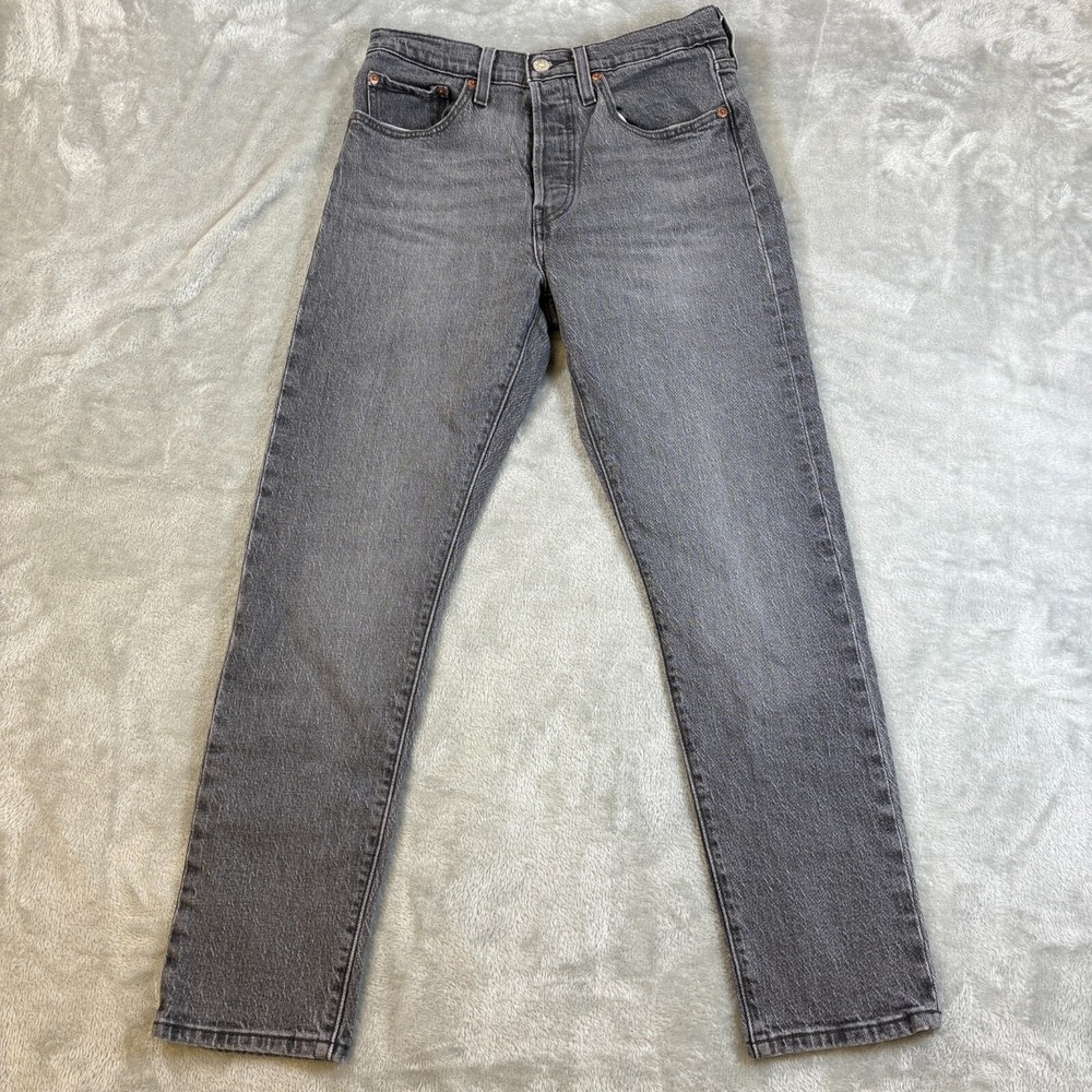 Levis Jeans‎ Mens 501 S 27x28 Gray Premium Big E Red Tab Button Fly Denim